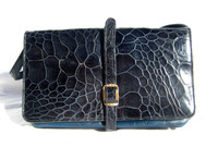 BLUE 1950's-60's Exotic Turtle Skin Shoulder Bag - LESCO