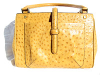 Brooks Brothers XL MUSTARD Yellow 2000's Genuine Ostrich Skin Handbag Satchel