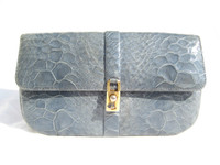 Rare BLUE 1970's Turtle Skin Clutch Shoulder Bag w/Chain Strap -  BILLER