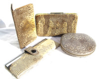 Monitor Ring Lizard Skin SET - Covered Mirror, 2 Card /Stamp Cases & Zippered Compact