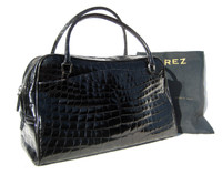 XL Early 2000's BLACK Alligator Belly Skin Handbag Boston SATCHEL - SUAREZ
