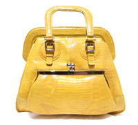  XXL 2000's Bright (High Visibility) YELLOW  LIZARD Skin Handbag Satchel