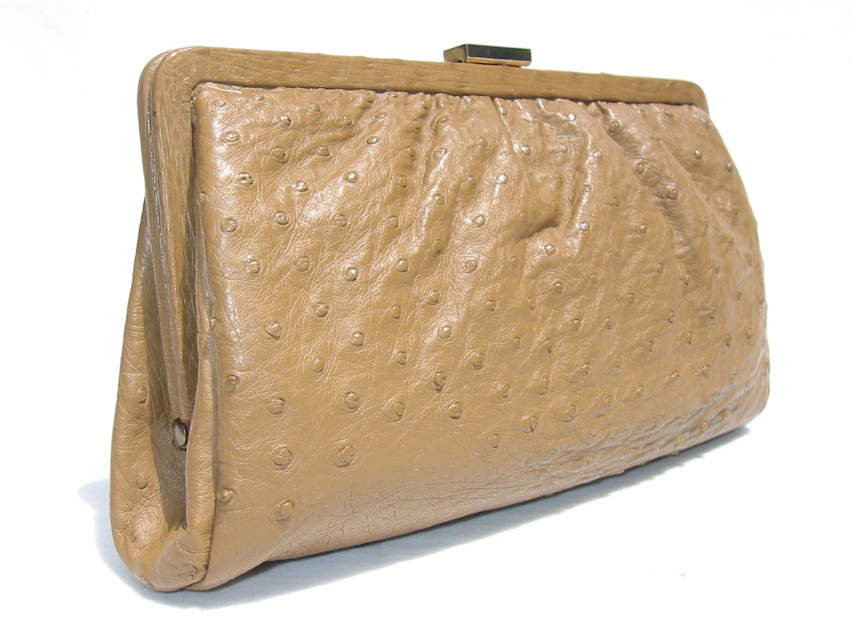 gold ostrich leather