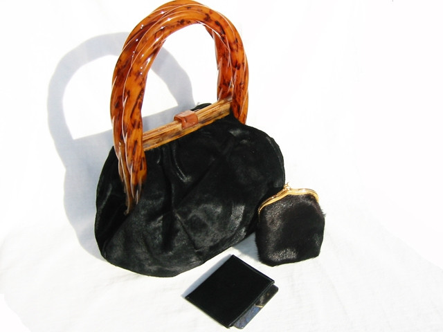 Stunning Genuine Ostrich Purse Vintage Black Top Handle Bag -  UK