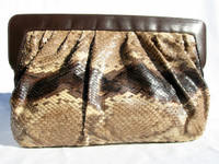 MORLE' 1970's-80's PYTHON Snake Skin CLUTCH Shoulder Bag