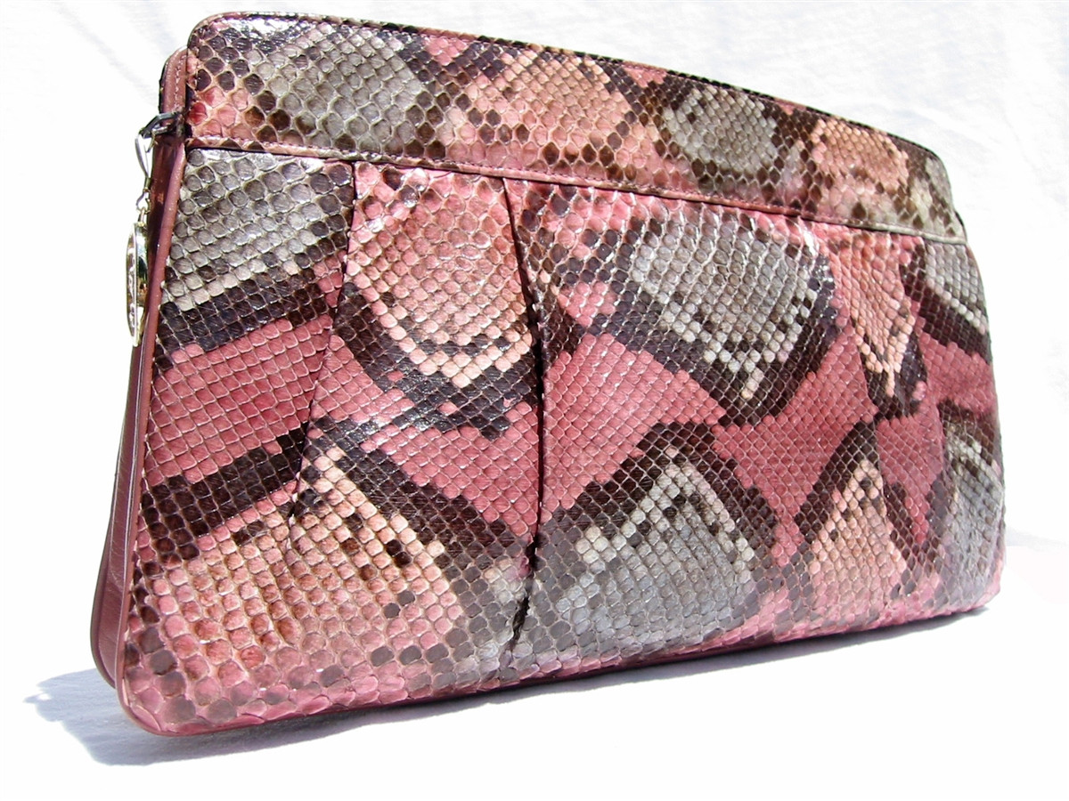 1980's PYTHON Snake Skin CLUTCH Shoulder Bag - JUDITH LEIBER