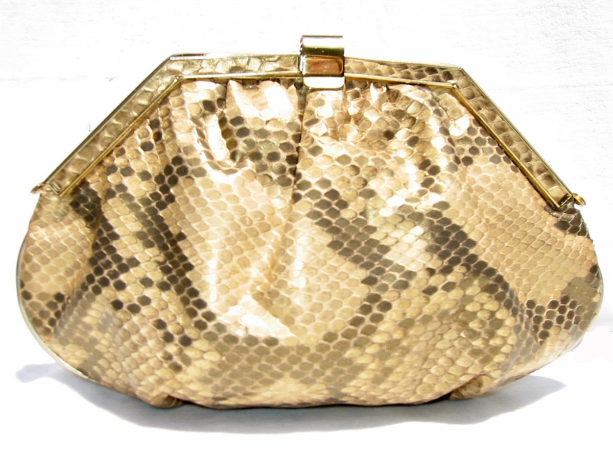 1980S Aleta for Bloomingdales Snake Skin Leather Purse 