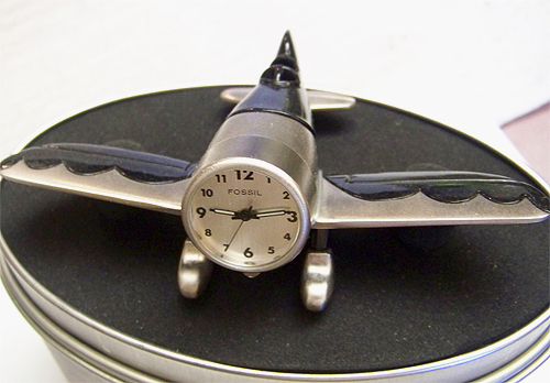 Fossil Air Plane Desk Clock Vintage Novelty Le Collectible Ml2083