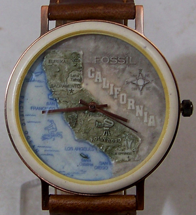 Fossil California State Map Watch Vintage Stone And Copper Wristwatch