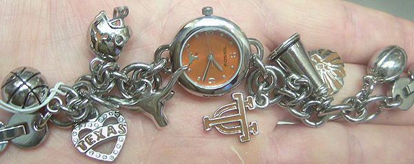 Texas Longhorns Fossil Charm Bracelet Watch Li2453