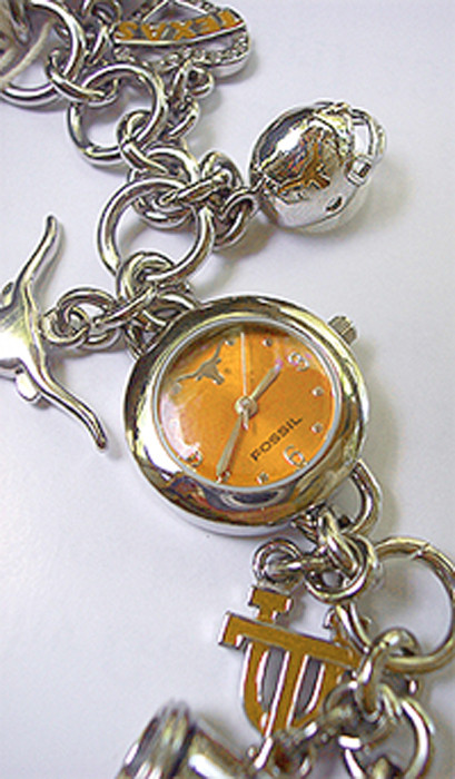 Texas Longhorns Fossil Charm Bracelet Watch Li2453