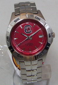 South Carolina Gamecocks Watch Fossil Mens Three Hand Date Wristwatch