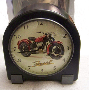 Fossil Motorcycle Wooden Desk Clock Vintage Collectible