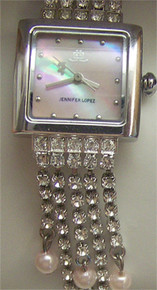 Jennifer Lopez Jlo Mother of Pearl Crystal strands watch Fossil made