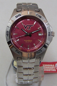 Virginia Tech Hokies Watch Fossil Mens Three Hand Date Wristwatch Li2969