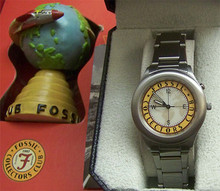 Fossil Collectors Club Watch 1997 Set with Globe and Extra large Tin