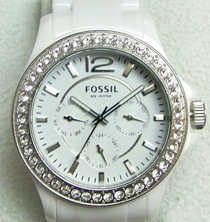 Fossil Ceramic Watch Womens White Multifunction CE1010