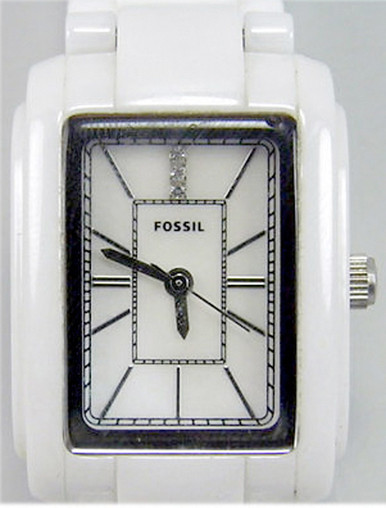 Fossil Ceramic Watch Womens White CE1026 with Crystals