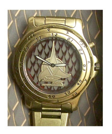 Star Trek Klingon Fossil Watch Gold Set LI-1425 in Matching tin case