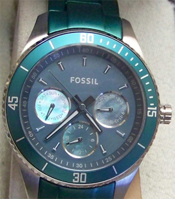 Fossil Teal Aluminum Watch Womens Multifunction ES3036