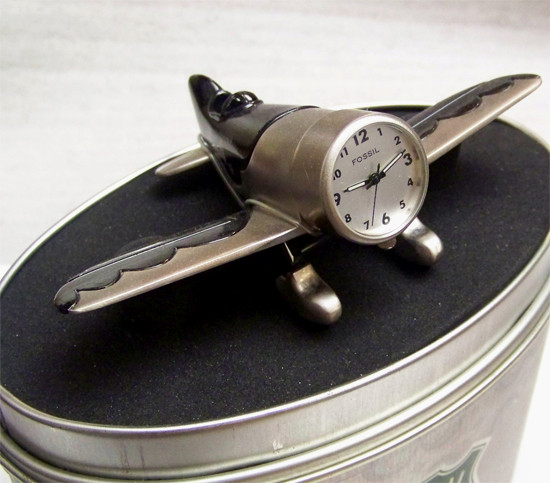Fossil Air Plane Desk Clock. Vintage Novelty Le Collectible ML2083