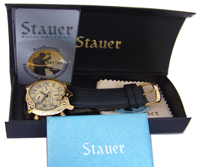 Stauer Gold Fused Guitar Watch Mens Multifunction Automatic Wristwatch