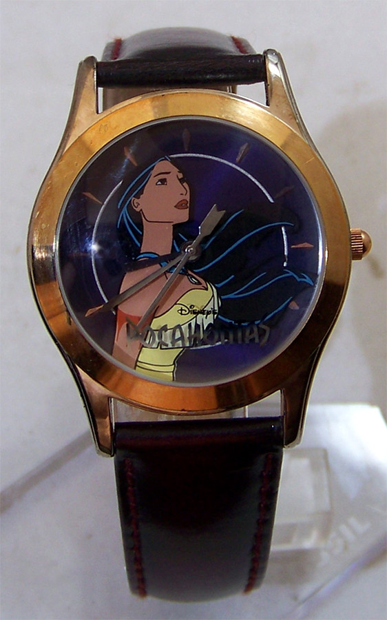Disney X Timex Pocahontas Brass w Moving Leaves, Brown Band Watch 1990s Timex Disney Pocahontas Watch for Men and Women  main image 3