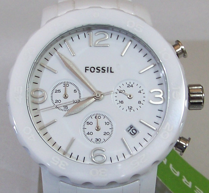 Fossil Ceramic Watch Ladies White Chronograph Womens CE1075  display picture 3