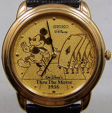 Mickey Mouse Watch Through the Mirror Marching Cards Seiko Mens Sample