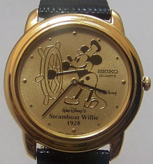 Steamboat Willie Seiko Watch Mickey Mouse Disney Gold Mens Lmt. Ed.