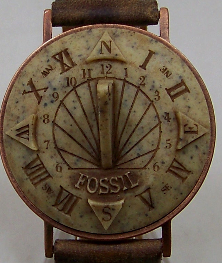 Fossil Sundial Watch Vintage Wristwatch SD7620 Dark Brown Band