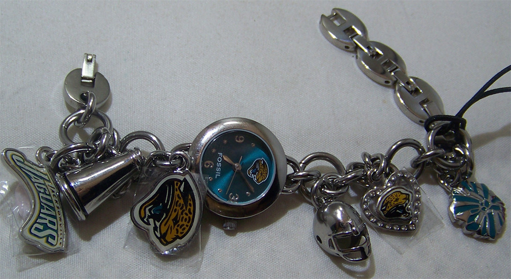 Jacksonville Jaguars Fossil Watch Ladies Womens Charm Bracelet Watch