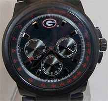 Georgia Bulldogs Fossil Watch Multifunction Mens Black IP Wristwatch