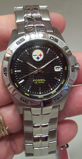 Men's 46mm NFL Pittsburgh Steelers Stainless Steel Key Watch | Ross-Simons