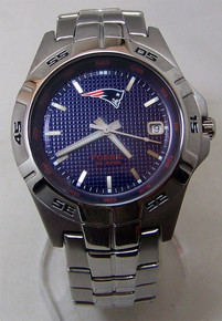 New England Patriots Fossil Watch Mens 3 Hand Date Wristwatch NFL1050