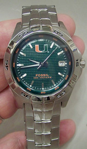 Miami Hurricanes Fossil Watch Mens Three Hand Date Wristwatch LI2771