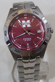 Mississippi State Bulldogs Fossil Watch Mens 3 Hand Date Wristwatch