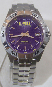 LSU Tigers Fossil Watch Mens Three Hand Date Wristwatch Li2735