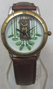 Fossil Relic Golfer Watch Vintage Golf Mens Wristwatch in Wood Box