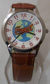Fossil Vintage Watch Mens World Globe Travelers Themed Wristwatch
