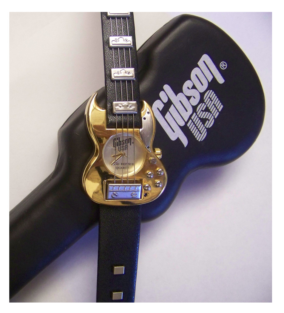 Gibson Guitar Watch Les Paul SG 61 Reissue Gold Silver Wristwatch Mens