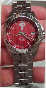 Philadelphia Phillies Fossil Watch Mens 3 Hand Date Wristwatch MLB1018