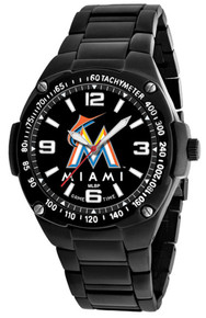 Miami Marlins Watch Mens MLB Black Stainless Gladiator Wristwatch New