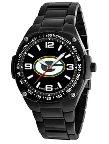 Green Bay Packers Watch Mens Black SS Game Time Gladiator Wristwatch
