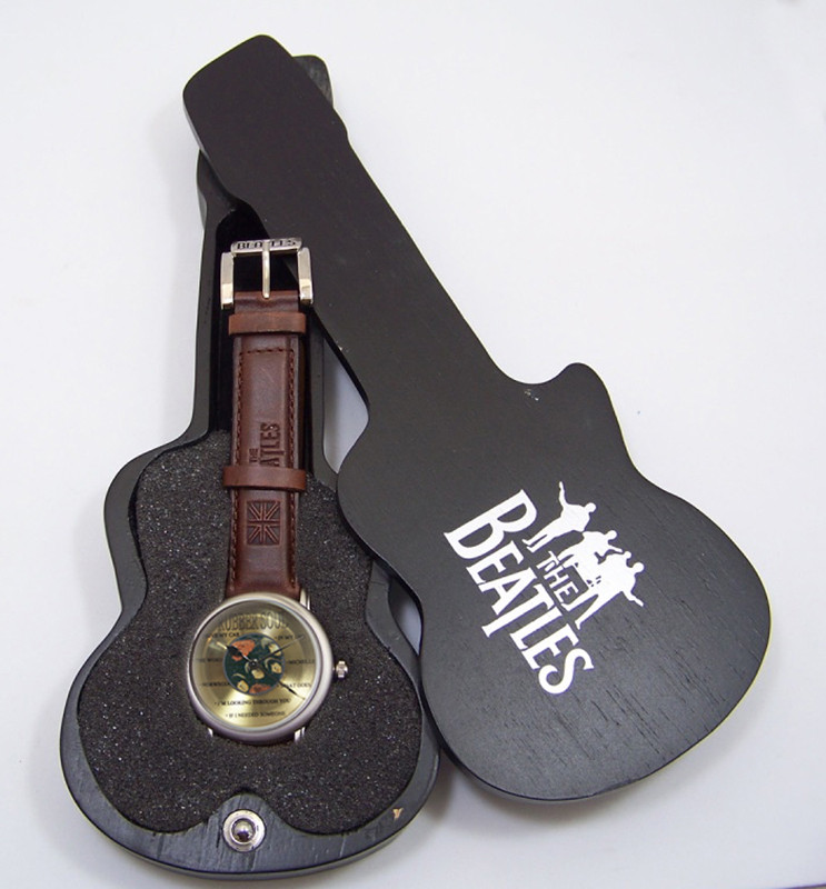 The Beatles Rubber Soul Watch in Wooden Guitar Case Beatles Wristwatch