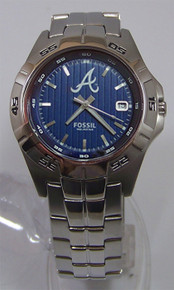 Atlanta Braves Fossil Watch Mens Three Hand Date MLB Wristwatch