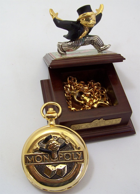 Monopoly Game Pocket Watch Parker Bros Franklin Mint Pocketwatch New