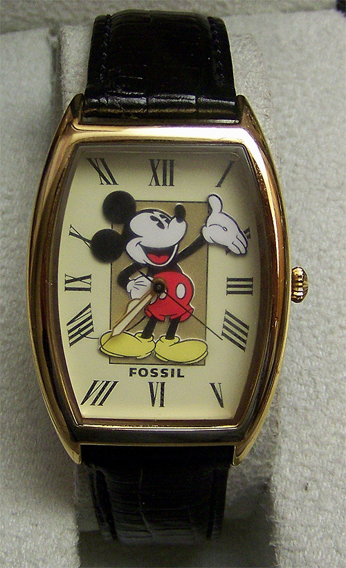Mickey Mouse Fossil Watch Disney Vintage Gold Tone Lmt Ed Li1453 Mint