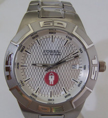 LifeLock Security Fossil Watch Mens Company Stainless Date Wristwatch
