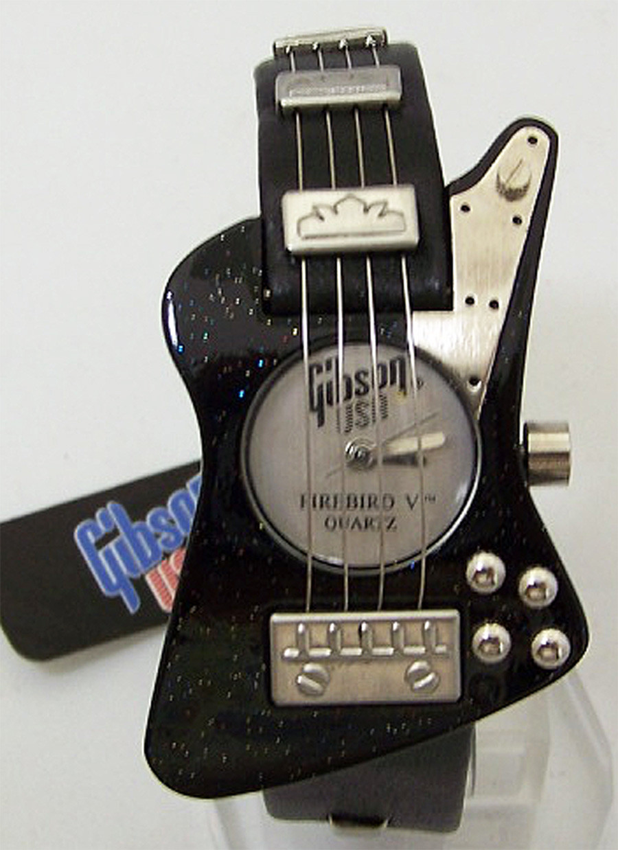 Gibson Guitar Watch Gibson Firebird V Black Wristwatch In Guitar Case